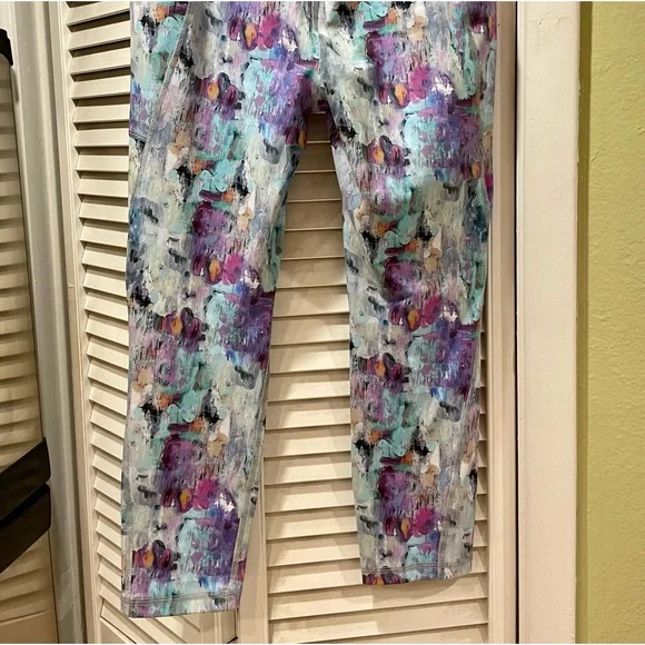 RBX Brush Stroke Paint Splatter Print Watercolor Colorful Leggings Sz S P SP - Picture 8 of 16